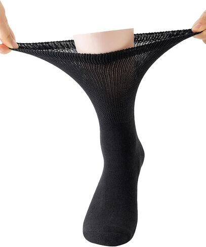 4 أزواج من جوارب Yomandamor للرجال من القطن غير القابل للانزلاق لمرضى السكري، جوارب مبطنة بدون خياطة، 10-13 in Kuwait
