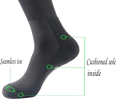 4 أزواج من جوارب Yomandamor للرجال من القطن غير القابل للانزلاق لمرضى السكري، جوارب مبطنة بدون خياطة، 10-13 in Kuwait