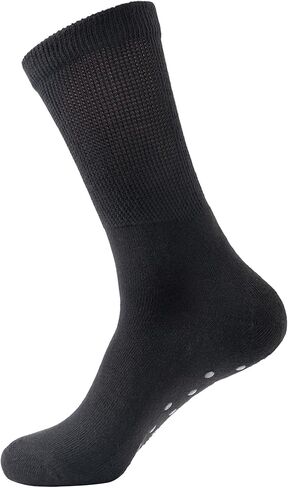 4 أزواج من جوارب Yomandamor للرجال من القطن غير القابل للانزلاق لمرضى السكري، جوارب مبطنة بدون خياطة، 10-13 in Kuwait