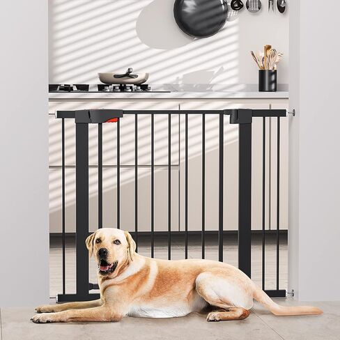 بوابة الكلاب من ديكورماكس، بوابة للحيوانات الأليفة تغلق تلقائيًا مع المشي من خلال الباب، بوابة للحيوانات الأليفة للسلالم والمداخل، 30 بوصة ارتفاع × 29.5 بوصة - 40.5 بوصة عرض مثبتة بالضغط (أبيض) in Kuwait