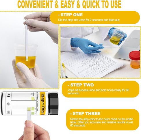 مجموعة شرائط اختبار بروتين البول 100 قيراط - سهلة الاستخدام للحصول على نتائج سريعة ودقيقة، شرائط اختبار بروتين البول في المنزل، نتائج سهلة القراءة | 100 شريط in Kuwait