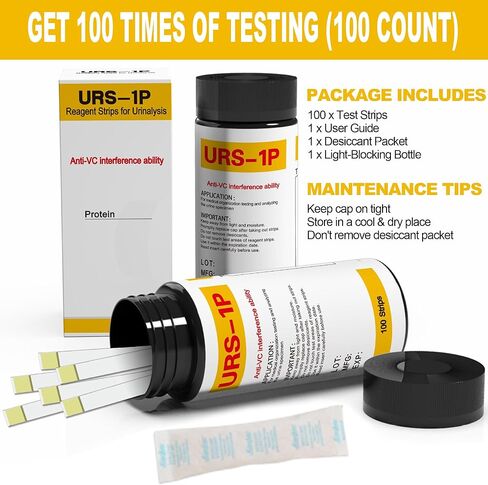 مجموعة شرائط اختبار بروتين البول 100 قيراط - سهلة الاستخدام للحصول على نتائج سريعة ودقيقة، شرائط اختبار بروتين البول في المنزل، نتائج سهلة القراءة | 100 شريط in Kuwait