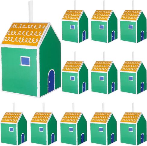 20 Pcs House Shaped Gift Boxes House Boxes for Treats, Treat Boxes for Dessert, Fancy Cookie Boxes for Gift Giving, Handmade Candy Boxes, Gift Bag Bakery Boxes Party Favors (Blue High House Style) in Kuwait