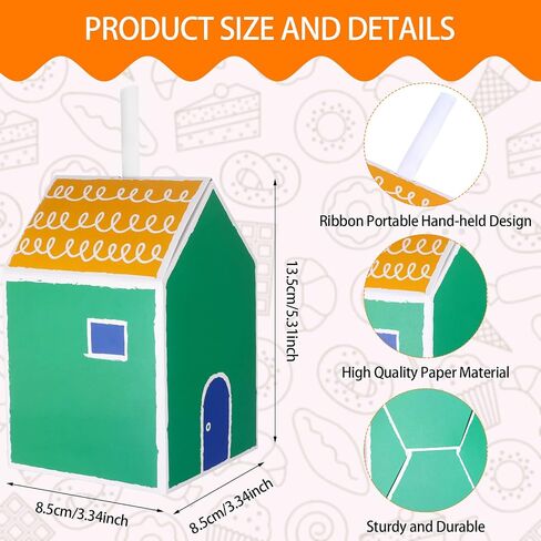 20 Pcs House Shaped Gift Boxes House Boxes for Treats, Treat Boxes for Dessert, Fancy Cookie Boxes for Gift Giving, Handmade Candy Boxes, Gift Bag Bakery Boxes Party Favors (Blue High House Style) in Kuwait