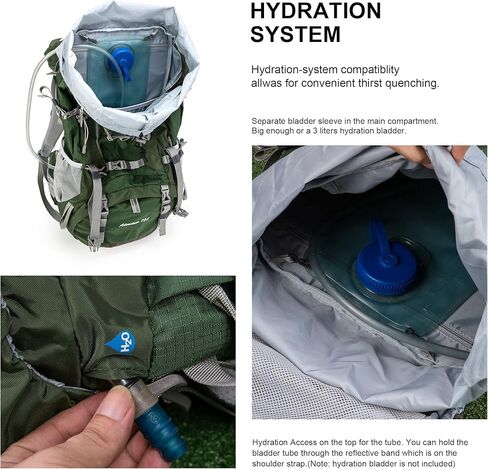 حقيبة ظهر بإطار داخلي من MOUNTAINTOP 70L للتخييم وحقيبة الظهر والمشي لمسافات طويلة للرجال والنساء مع غطاء للمطر in Kuwait