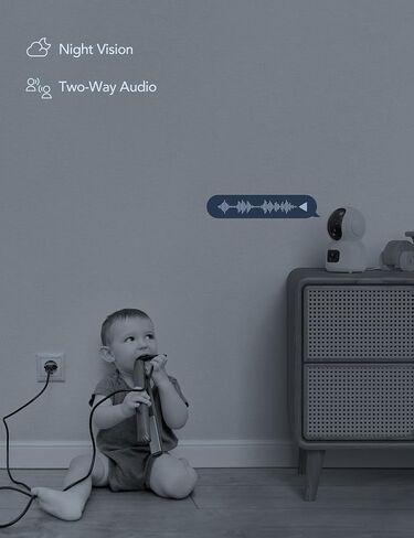 جهاز مراقبة الأطفال GNCC مع كاميرات مزدوجة، كاميرا PTZ بزاوية 360 درجة وكاميرا ثابتة، تتبع الحركة بدقة 1080 بكسل، رؤية ليلية - مثالية لمراقبة الحيوانات الأليفة والأمن الداخلي، التخزين المحلي والسحابي، P4 in Kuwait
