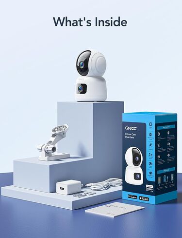 جهاز مراقبة الأطفال GNCC مع كاميرات مزدوجة، كاميرا PTZ بزاوية 360 درجة وكاميرا ثابتة، تتبع الحركة بدقة 1080 بكسل، رؤية ليلية - مثالية لمراقبة الحيوانات الأليفة والأمن الداخلي، التخزين المحلي والسحابي، P4 in Kuwait