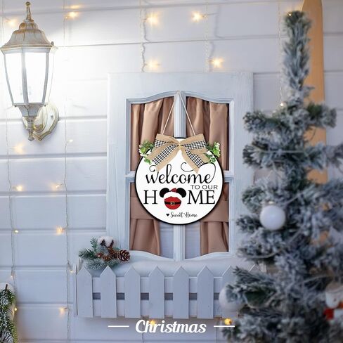 qweryboo علامة أكاليل الترحيب القابلة للتبديل للباب الأمامي، خشبية موسمية قابلة للتبديل للترحيب في منزلنا، علامات هدية الترحيب بالمنزل الجديد لقضاء عطلة عيد الميلاد وعيد الحب وديكور المنزل in Kuwait