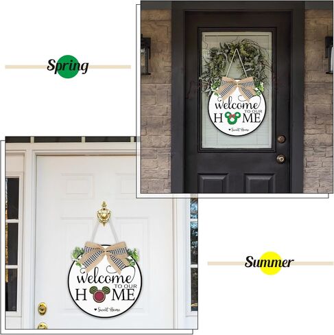 qweryboo علامة أكاليل الترحيب القابلة للتبديل للباب الأمامي، خشبية موسمية قابلة للتبديل للترحيب في منزلنا، علامات هدية الترحيب بالمنزل الجديد لقضاء عطلة عيد الميلاد وعيد الحب وديكور المنزل in Kuwait