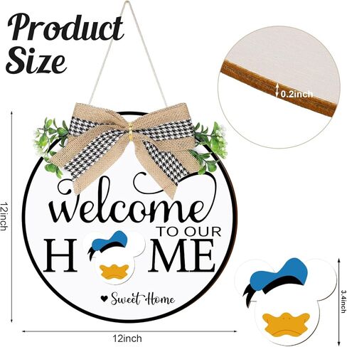 qweryboo علامة أكاليل الترحيب القابلة للتبديل للباب الأمامي، خشبية موسمية قابلة للتبديل للترحيب في منزلنا، علامات هدية الترحيب بالمنزل الجديد لقضاء عطلة عيد الميلاد وعيد الحب وديكور المنزل in Kuwait