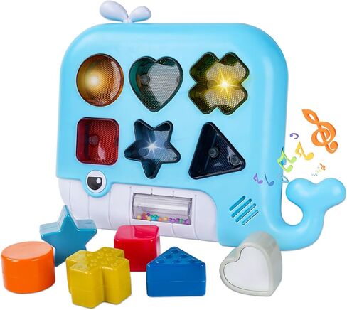 Hiitytin Shape Sorter Toys Toddlers Toys for 1 Year Old Baby Boys Girls with Light Up & Musical and 6 Textured Shape Blocks, Early Educational Learning Sensory Montessori Toys for Toddlers 1-3 in Kuwait