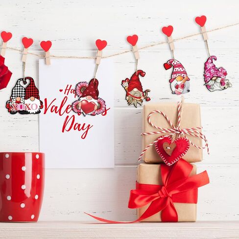 BOUMUSOE 24 قطعة من زخارف عيد الحب جنوم عيد الحب ديكور خشبي معلق، وردي XOXO بوفالو منقوشة شاحنة خشبية معلقة مع حبال للمنزل والذكرى السنوية لحفلات الزفاف وديكور حفلات القزم in Kuwait