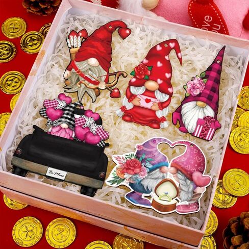 BOUMUSOE 24 قطعة من زخارف عيد الحب جنوم عيد الحب ديكور خشبي معلق، وردي XOXO بوفالو منقوشة شاحنة خشبية معلقة مع حبال للمنزل والذكرى السنوية لحفلات الزفاف وديكور حفلات القزم in Kuwait