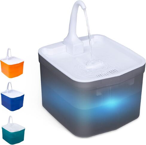 Automatic Cat Pet Water Fountain, Faucet spout, Translucent LED Light, 67oz, Ultra Quiet, AC Adapter (Blue) in Saudi Arabia