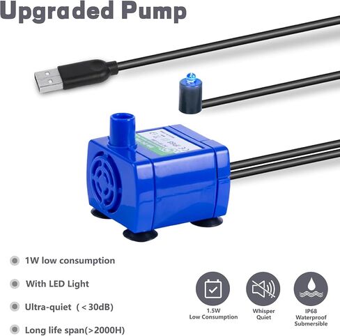 Automatic Cat Pet Water Fountain, Faucet spout, Translucent LED Light, 67oz, Ultra Quiet, AC Adapter (Blue) in Saudi Arabia