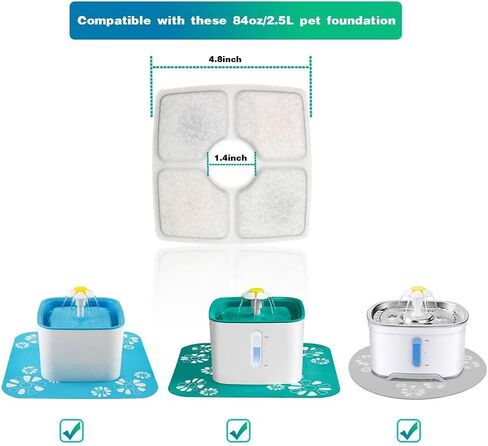 فلتر نافورة بديل للقطط 8 قطع لنافورة فيكين ونافورة متطابقة، 8 فلتر 2 فرشاة 4 اسفنجات متضمنة in Kuwait