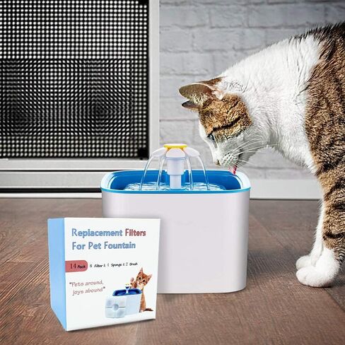 فلتر نافورة بديل للقطط 8 قطع لنافورة فيكين ونافورة متطابقة، 8 فلتر 2 فرشاة 4 اسفنجات متضمنة in Kuwait