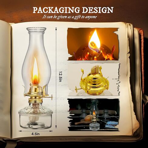 WEERSHUN قطعتين من مصابيح الزيت للاستخدام الداخلي، مصباح الإعصار، فانوس الكيروسين، عتيق، ديكور كبير كلاسيكي مع فتيل نار قابل للتعديل للاستخدام المنزلي الداخلي، ارتفاع 13.2 بوصة (شفاف) in Kuwait