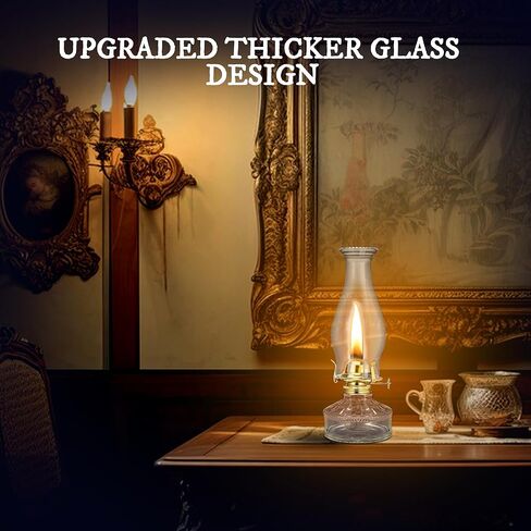 WEERSHUN قطعتين من مصابيح الزيت للاستخدام الداخلي، مصباح الإعصار، فانوس الكيروسين، عتيق، ديكور كبير كلاسيكي مع فتيل نار قابل للتعديل للاستخدام المنزلي الداخلي، ارتفاع 13.2 بوصة (شفاف) in Kuwait