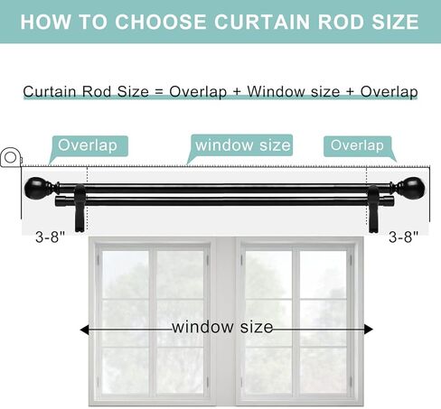 قضبان ستائر مزدوجة للنوافذ من 66 إلى 120، قطر 1 بوصة مجموعة قضبان ستائر مزدوجة معدنية شديدة التحمل، قضيب ستارة قابل للتعديل مثبت على الحائط لغرفة المعيشة وغرفة النوم in Kuwait