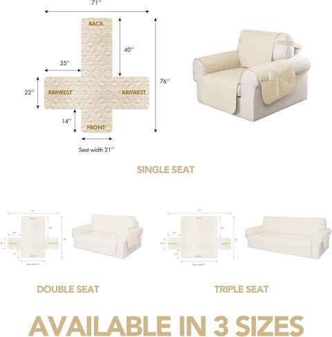 كرسي ديكونوفو مقاوم للماء وغير قابل للانزلاق، كرسي صغير بتصميم هندسي لحماية الأثاث للحيوانات الأليفة، مقاس 21 بوصة، بيج in Kuwait