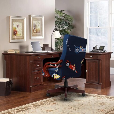 SONNACH Printed Big Computer Office Chair Covers, Removable Washable Desk Chair Cover，High Back Executive Office Chair Slipcovers (Black & Flower) in Kuwait