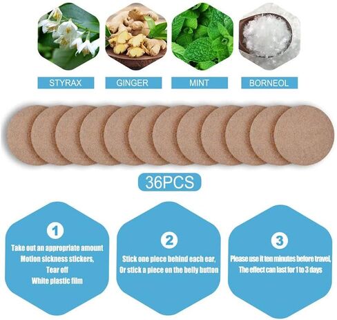 Motion Sickness Patches 36 Pack, Sea Sickness Patch for Cruise Anti Nausea Patch to Relief Nausea, Non-Drowsy Cruise Ship Essentials for Adults and Kids in Kuwait