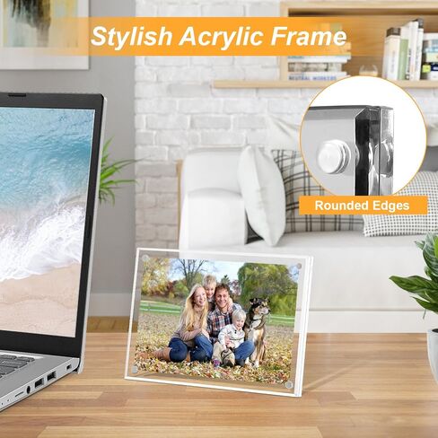 EHWINE 4 Pack 4x6 Acrylic Picture Frames，Modern Clear Acrylic Photo Frame with Magnets for Tabletop Display Horizontally or Vertically, Display Pictures 4x6 with Frame or 5x7 Frameless in Saudi Arabia