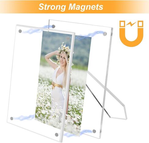 EHWINE 4 Pack 4x6 Acrylic Picture Frames，Modern Clear Acrylic Photo Frame with Magnets for Tabletop Display Horizontally or Vertically, Display Pictures 4x6 with Frame or 5x7 Frameless in Saudi Arabia