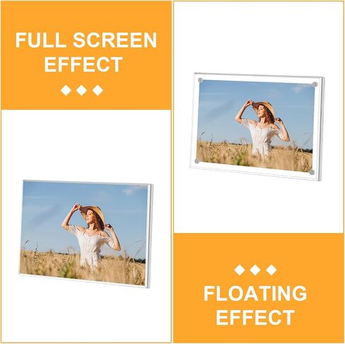EHWINE 4 Pack 4x6 Acrylic Picture Frames，Modern Clear Acrylic Photo Frame with Magnets for Tabletop Display Horizontally or Vertically, Display Pictures 4x6 with Frame or 5x7 Frameless in Saudi Arabia