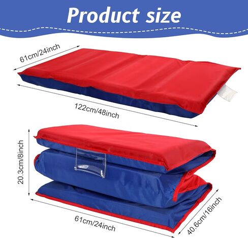 Kigley 2 Pcs Red Blue Sleeping Mat 2" Thick Nap Mat 4 Section Nap Bed for Toddlers 48" x 24"x 2" Folding Rest Mat Classroom Furniture for Preschool Kindergarten Daycare Travel Home in Kuwait