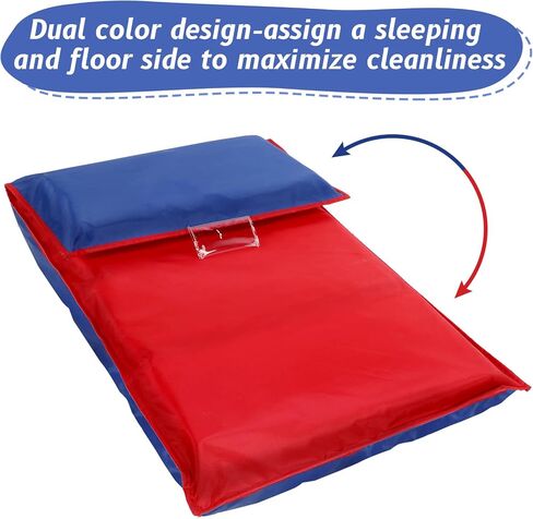 Kigley 2 Pcs Red Blue Sleeping Mat 2" Thick Nap Mat 4 Section Nap Bed for Toddlers 48" x 24"x 2" Folding Rest Mat Classroom Furniture for Preschool Kindergarten Daycare Travel Home in Kuwait