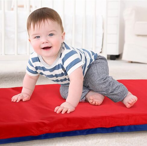 Kigley 2 Pcs Red Blue Sleeping Mat 2" Thick Nap Mat 4 Section Nap Bed for Toddlers 48" x 24"x 2" Folding Rest Mat Classroom Furniture for Preschool Kindergarten Daycare Travel Home in Kuwait
