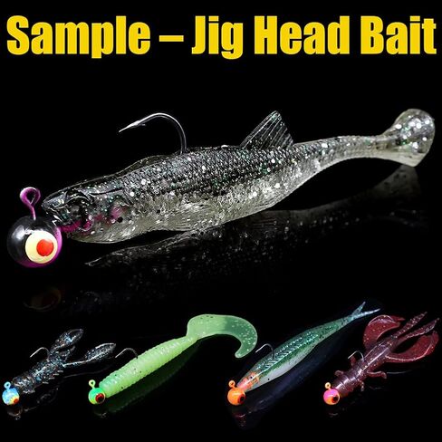 رؤوس تهزهز دائرية لصيد الأسماك، رؤوس تهزهز مطلية، رؤوس ووالي باس، خطافات صيد سمك الكرابي 3/8 أونصة 1/4 أونصة 3/16 أونصة 1/8 أونصة 1/16 أونصة، تشكيلة 25-50 حزمة in Kuwait