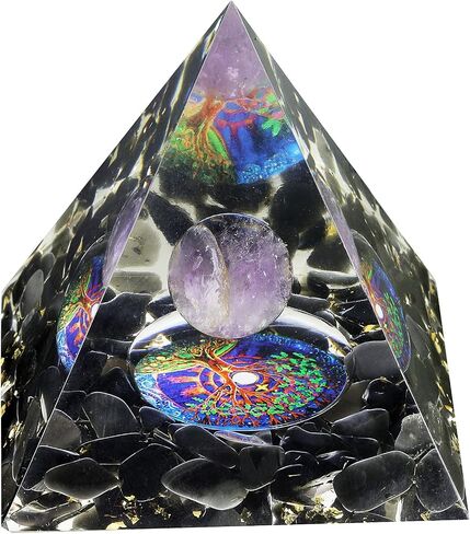 Rockcloud Tree of Life Orgone Pyramid Crystal Stone Energy Generator Blanacing Chakra for Yoga Reiki Meditaion, Amethyst in Saudi Arabia