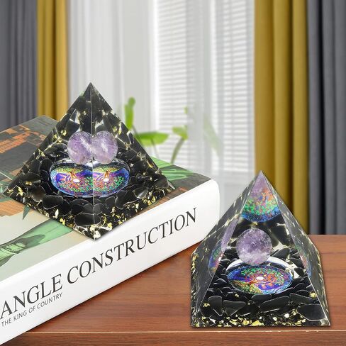 Rockcloud Tree of Life Orgone Pyramid Crystal Stone Energy Generator Blanacing Chakra for Yoga Reiki Meditaion, Amethyst in Saudi Arabia