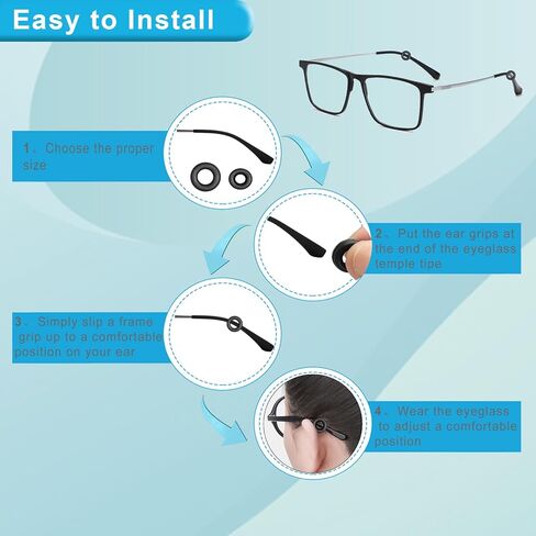 مقابض نظارات كيموكسان خلف الأذن، مثبتات نظارات دائرية من السيليكون، مضادة للانزلاق، تمنع النظارات من السقوط أثناء ممارسة الرياضة، ملحقات النظارات المناسبة للبالغين والأطفال، 14 زوجًا (أسود، شفاف) in Kuwait