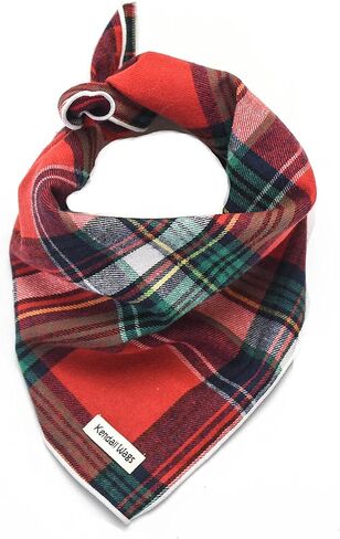 Christmas Dog Bandana in Tartan Plaid - Holiday Cozy Red Flannel Plaid Pet Bandana. Cute Dog Accessory for Fall and Winter for Large Medium and Small Dogs. in Saudi Arabia