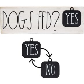 تغذية الكلاب؟ علامة نعم/لا كلب روسي، لوحة خشبية بيضاء مع علامة معدنية سوداء، هدية ديكور لطيفة للكلاب لمحبي الكلاب، 15 × 4.75 بوصة in Kuwait