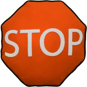 Waverly Under Construction Modern Graphic Stop Sign Shaped Decorative Throw Pillow, 16" x 16", Red in Saudi Arabia