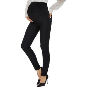 Rheane Maternity Stretch Pants for Work Pull-On Skinny Fit Dress Pants Over The Belly (4-18)