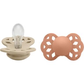 BIBS Infinity Symmetrical Soother 2-Pack, BPA Free, Symmetrical , Silicone, Symmetrical . Silicone, Made in Denmark, 0-6 Months (Pack of 2), Vanilla/Peach in Saudi Arabia