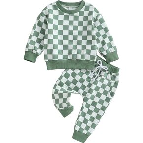 Ledy Champswiin بيبي بوي فتاة الملابس فستان أطفال مع سروال داخلي الشطرنج كم طويل هوديس القمم Sweatpants الرضع الخريف الشتاء الزي