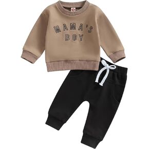 Ursobutegl Mamas Boy Clothes Toddler Baby Fall Winter Outfits Long Sleeve Letter Sweatshirt Top Pants Casual Tracksuit in Kuwait