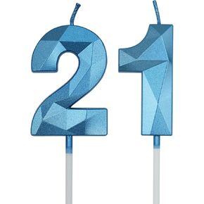 شموع عيد الميلاد الحادي والعشرين والثاني عشر للكيك، رقم ذهبي 21 12 شمعة ثلاثية الأبعاد على شكل ألماس زينة عيد الميلاد لوازم الحفلات للفتيات والأولاد والنساء والرجال in Kuwait