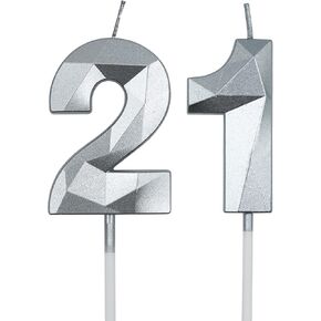 شموع عيد الميلاد الحادي والعشرين والثاني عشر للكيك، رقم ذهبي 21 12 شمعة ثلاثية الأبعاد على شكل ألماس زينة عيد الميلاد لوازم الحفلات للفتيات والأولاد والنساء والرجال in Kuwait