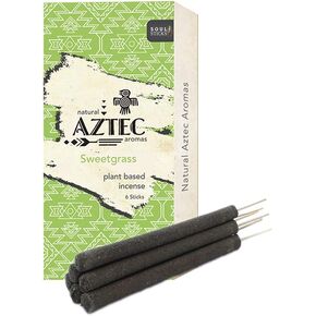 عصي الروح ازتيك | 6 قطع من أعواد البخور المصنوعة يدويًا من الراتنج الحرفي لتنظيف المساحة وإزالة الطاقة السلبية وغير سامة مصنوعة يدويًا من البخور النباتي (العشب الحلو) in Kuwait