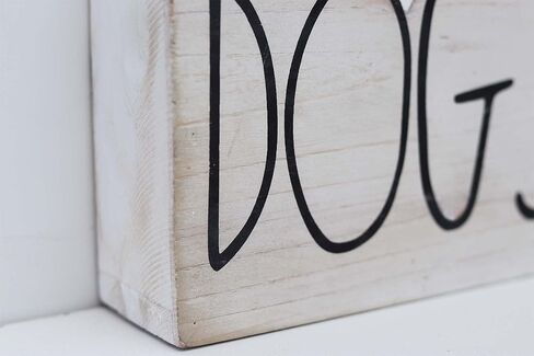 Dogs Fed? Yes/No Rusic Dog Sign, Whitewashed Wood Plaque with Black Metal Tag, Cute Dog Decor Gift for Dog Lover, 15 x 4.75 Inches in Kuwait