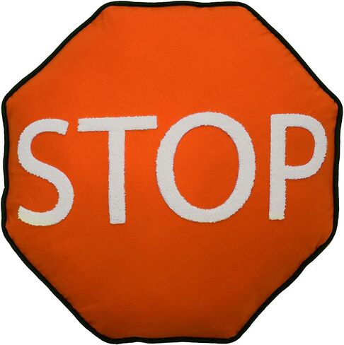 Waverly Under Construction Modern Graphic Stop Sign Shaped Decorative Throw Pillow, 16" x 16", Red in Saudi Arabia