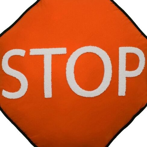 Waverly Under Construction Modern Graphic Stop Sign Shaped Decorative Throw Pillow, 16" x 16", Red in Saudi Arabia